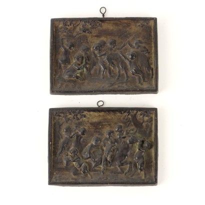 Paire de Tuiles Anciennes en Ciment Italie XIXe-XXe Siècle