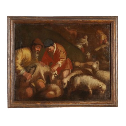 Peindre des bergers avec des moutons