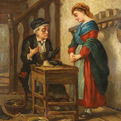Tableau avec scène du cordonnier