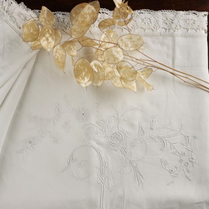 Drap Simple en Lin Blanc Italie XXe Siècle