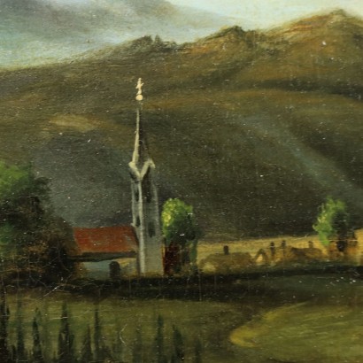 Dipinto Paesaggio con Fiume e Figure 1