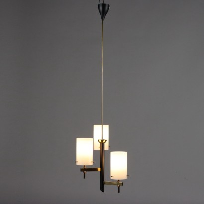 Plafonnier Vintage en Verre et Aluminium Italie des Années 60