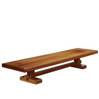 Grande Table Basse Vintage Plaquée en Noyer Italie Années 60