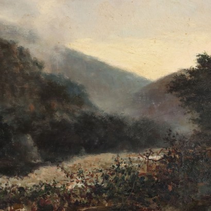 Dipinto Paesaggio con Fiume
