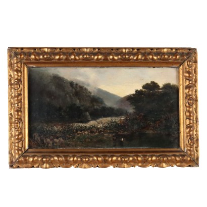 Dipinto Paesaggio con Fiume