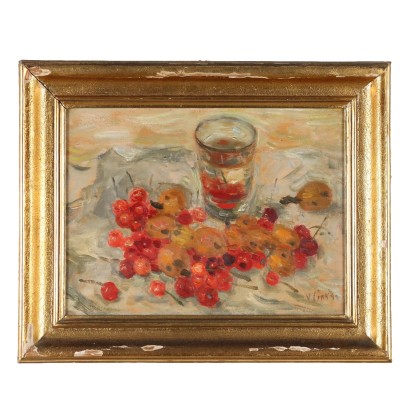 Modern Painting V. Ciardo Still Life Oil on Hardboard XX Century