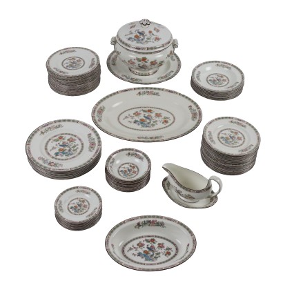 Service d'Assiettes Ancien Wedgwood Kutani Crane Porcelaine '900