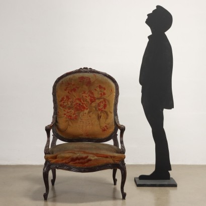 Baroque Style Armchair in Walnut