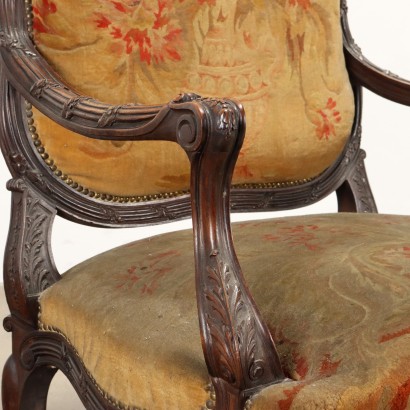 Baroque Style Armchair in Walnut