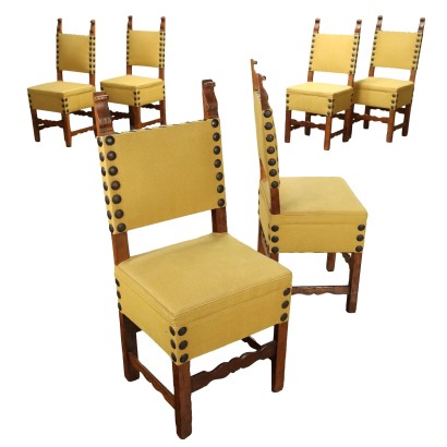Groupe de Chaises Anciennes Style Néo-Baroque Italie XXe Siècle