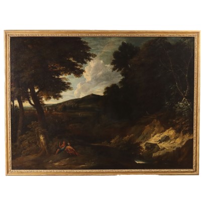 Dipinto Grande Paesaggio Classico con Figure