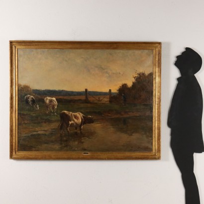 Dipinto di Georges Pier Dieterle,Scorcio di campagna con mucche,Georges Pierre Dieterle,Georges Pierre Dieterle,Georges Pierre Dieterle,Georges Pierre Dieterle,Georges Pierre Dieterle
