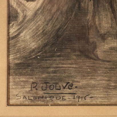lápiz P. JOUVE,Pintura de Paul Jouve,Búfalo en Salónica,Paul Jouvé,Paul Jouve,Paul Jouve