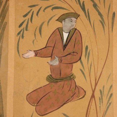 Group of six painted Iranian miniatures