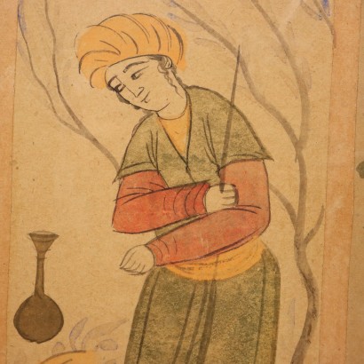 Group of six painted Iranian miniatures