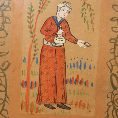 Group of six painted Iranian miniatures