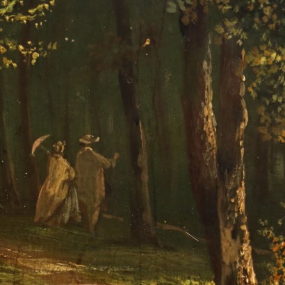 Dipinto Paesaggio boschivo con Figure