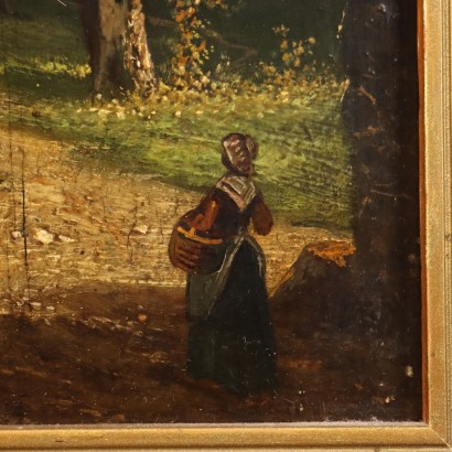 Dipinto Paesaggio boschivo con Figure