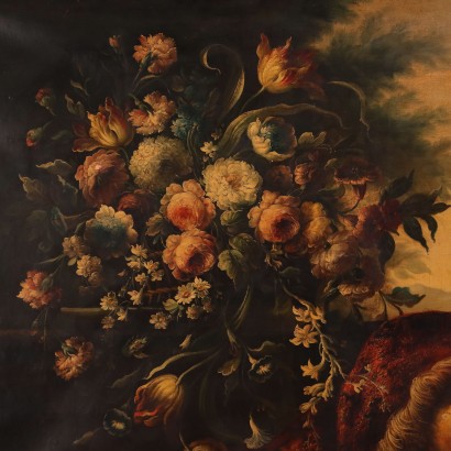 Dipinto Natura morta con Fiori e Frutt,Natura morta con fiori e frutta