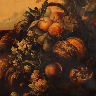 Dipinto Natura morta con Fiori e Frutt,Natura morta con fiori e frutta