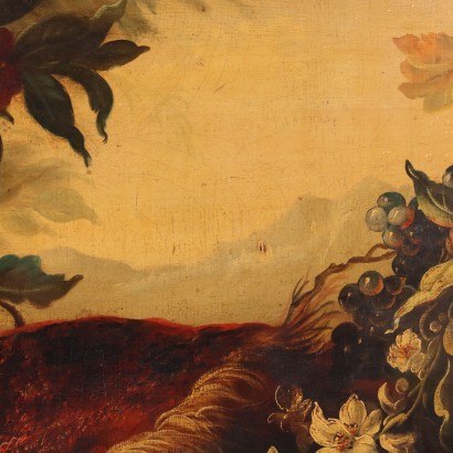 Dipinto Natura morta con Fiori e Frutt,Natura morta con fiori e frutta