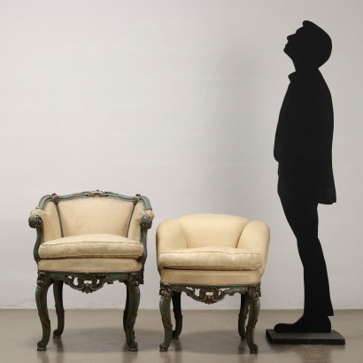 Tre Poltroncine in Stile Barocchetto Ven