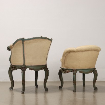 Tre Poltroncine in Stile Barocchetto Ven