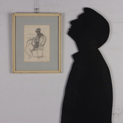 Dessin de Piero Marussig,Femme qui travaille,Piero Marussig,Piero Marussig,Piero Marussig