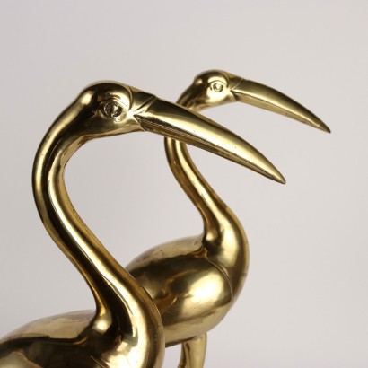 Paire de Flamants Roses en Bronze Doré