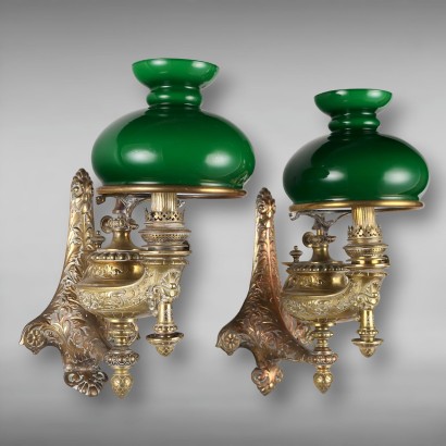 Coppia di Lampade da Parete ad Olio Wild & Wessel