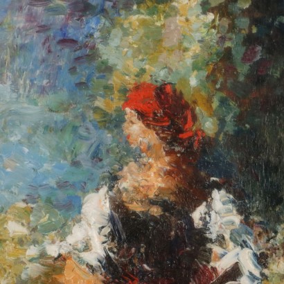 Dipinto di Mario Pobbiati ,Paesaggio con pastorella,Mario Pobbiati,Mario Pobbiati,Mario Pobbiati