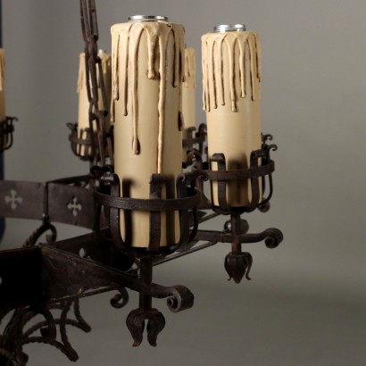 Grande Lampadario in Ferro Battuto