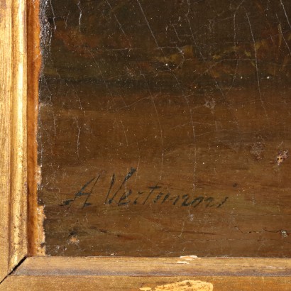 Dipinto di Achille Vertunni,Paesaggio con figure,Achille Vertunni,Achille Vertunni,Achille Vertunni,Achille Vertunni,Achille Vertunni,Achille Vertunni,Achille Vertunni (Naples 1826 - Rome, 1897) was an Italian painter.nBorn in Naples in 1826, he attended the Royal Institute of Fine Arts in Naples under the guidance of Gabriele Smargiassi.nAt the Bourbon Exhibition of 1851 he was awarded ex aequo with the painter Nicola Palizzi and in 1853 he moved to Rome.nHis early themes were inspired by historical events, but he soon turned to the landscape which, from the 1870s, became the almost exclusive subject of his paintings. Its sunsets over the Roman countryside and the Pontine marshes are characteristic (often animated by cowherds and herds of buffaloes).nHe participated in the Vienna Exposition of 1873, the Paris Universal Exposition of 1878 and the Rome International Exhibition of 1883.nHis works can be found in the National Gallery of Modern Art in Rome, in the Gallery of Modern Art in Florence and in the Gallery of Modern Art in Turin.nIn his mature age, his studio in Rome was a point of reference for many Roman critics and artists.nHe died in Rome in 1897.,Achille Vertunni (Naples 1826 - Rome, 1897) était un peintre italien.nNé à Naples en 1826, il fréquente l,Achille Vertunni (Neapel 1826 – Rom, 1897) war ein italienischer Maler.nEr wurde 1826 in Neapel geboren und besuchte das Königliche Institut der Schönen Künste in Neapel unter der Leitung von Gabriele Smargiassi.nAuf der Bourbon-Ausstellung von 1851 wurde er ex aequo mit dem Maler Nicola Palizzi ausgezeichnet und 1853 zog er nach Rom.nSeine frühen Themen waren von historischen Ereignissen inspiriert, doch bald wandte er sich der Landschaft zu, die ab den 1870er Jahren zum fast ausschließlichen Thema seiner Gemälde wurde. Charakteristisch sind die Sonnenuntergänge über der römischen Landschaft und den pontinischen Sümpfen (oft belebt von Kuhhirten und Büffelherden).nEr nahm an der Wiener Ausstellung 1873, der Pariser Weltausstellung 1878 und der Internationalen Ausstellung Rom 1883 teil.nSeine Werke befinden sich in der Nationalgalerie für moderne Kunst in Rom, in der Galerie für moderne Kunst in Florenz und in der Galerie für moderne Kunst in Turin.nIn seinem reifen Alter war sein Atelier in Rom ein Bezugspunkt für viele römische Kritiker und Künstler.nEr starb 1897 in Rom.,Achille Vertunni,Achille Vertunni (Naples 1826 - Rome, 1897) was an Italian painter.nBorn in Naples in 1826, he attended the Royal Institute of Fine Arts in Naples under the guidance of Gabriele Smargiassi.nAt the Bourbon Exhibition of 1851 he was awarded ex aequo with the painter Nicola Palizzi and in 1853 he moved to Rome.nHis early themes were inspired by historical events, but he soon turned to the landscape which, from the 1870s, became the almost exclusive subject of his paintings. Its sunsets over the Roman countryside and the Pontine marshes are characteristic (often animated by cowherds and herds of buffaloes).nHe participated in the Vienna Exposition of 1873, the Paris Universal Exposition of 1878 and the Rome International Exhibition of 1883.nHis works can be found in the National Gallery of Modern Art in Rome, in the Gallery of Modern Art in Florence and in the Gallery of Modern Art in Turin.nIn his mature age, his studio in Rome was a point of reference for many Roman critics and artists.nHe died in Rome in 1897.,Achille Vertunni (Neapel 1826 – Rom, 1897) war ein italienischer Maler.nEr wurde 1826 in Neapel geboren und besuchte das Königliche Institut der Schönen Künste in Neapel unter der Leitung von Gabriele Smargiassi.nAuf der Bourbon-Ausstellung von 1851 wurde er ex aequo mit dem Maler Nicola Palizzi ausgezeichnet und 1853 zog er nach Rom.nSeine frühen Themen waren von historischen Ereignissen inspiriert, doch bald wandte er sich der Landschaft zu, die ab den 1870er Jahren zum fast ausschließlichen Thema seiner Gemälde wurde. Charakteristisch sind die Sonnenuntergänge über der römischen Landschaft und den pontinischen Sümpfen (oft belebt von Kuhhirten und Büffelherden).nEr nahm an der Wiener Ausstellung 1873, der Pariser Weltausstellung 1878 und der Internationalen Ausstellung Rom 1883 teil.nSeine Werke befinden sich in der Nationalgalerie für moderne Kunst in Rom, in der Galerie für moderne Kunst in Florenz und in der Galerie für moderne Kunst in Turin.nIn seinem reifen Alter war sein Atelier in Rom ein Bezugspunkt für viele römische Kritiker und Künstler.nEr starb 1897 in Rom.,Achille Vertunni (Naples 1826 - Rome, 1897) était un peintre italien.nNé à Naples en 1826, il fréquente l,Achille Vertunni