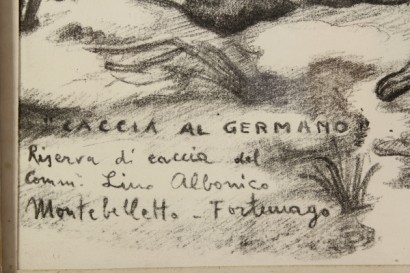 arte, novecento, Federico Ferrari (1917-1979), 1970, caccia al germano, matita su carta