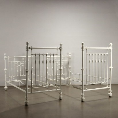 Coppia di Letti Singoli in Ferro Battu