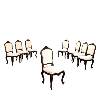 Antique Chairs Baroque Style Walnut Italy XX Century Original