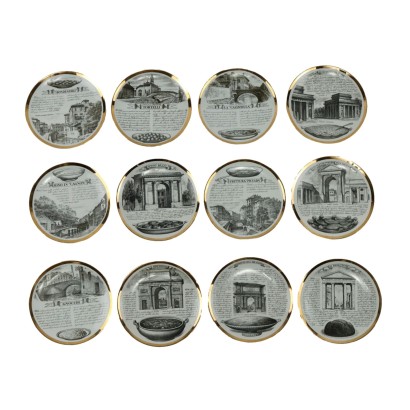 Serie Completa di Piatti Specialità Milanesi Piero Fornasetti