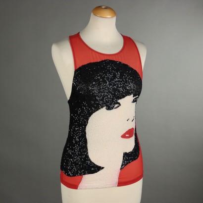 Krizia Top Vintage con Ritratto Stilista