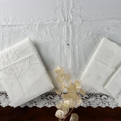 antiques, sheets, antique sheets, antique sheets, ancient Italian sheets, antique sheets, neoclassical sheets, 19th century sheets, double sheet and two pillowcases