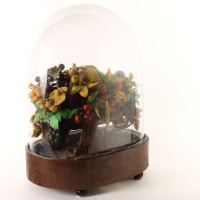 Cesta de Frutas en Cera, Vitrina con Cesta de Frutas en Cera