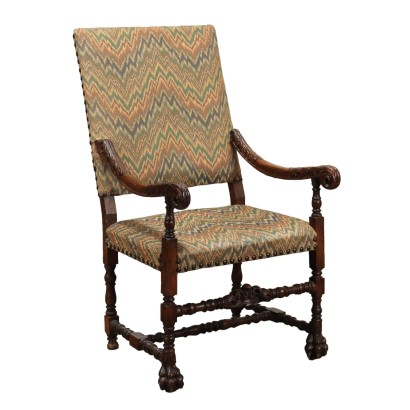 Antique Baroque Armchair Walnut Italy XVIII Century