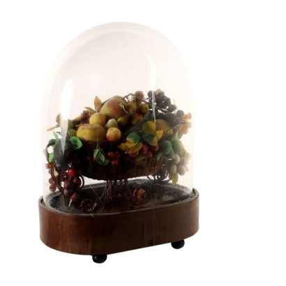 Cesta de Frutas en Cera, Vitrina con Cesta de Frutas en Cera