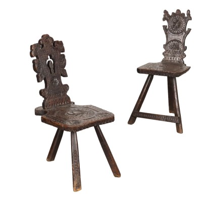 Pair of Antique Renaissance Stools Walnut Italy XVI Century