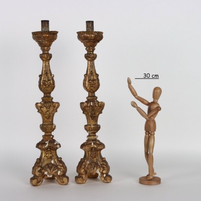 Coppia di Candelieri in Legno