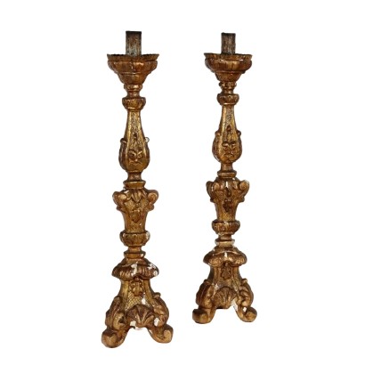 Coppia di Candelieri in Legno