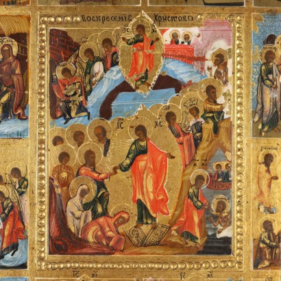 Venezianisch-kretische Ikone aus dem 19. Jahrhundert, biblische Szenen