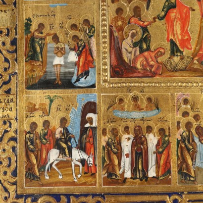 Venezianisch-kretische Ikone aus dem 19. Jahrhundert, biblische Szenen