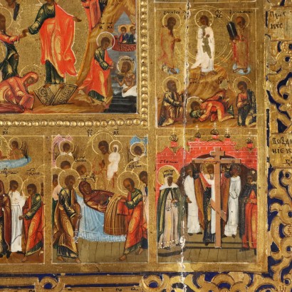 Venezianisch-kretische Ikone aus dem 19. Jahrhundert, biblische Szenen