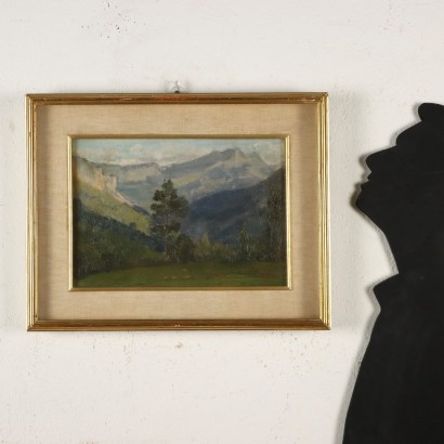 Gemälde von Carlo Vittori,Das Aostatal oberhalb von Chatillon,Carlo Vittori,Carlo Vittori,Carlo Vittori