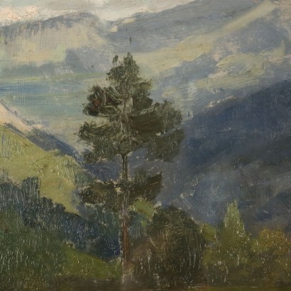 Gemälde von Carlo Vittori,Das Aostatal oberhalb von Chatillon,Carlo Vittori,Carlo Vittori,Carlo Vittori